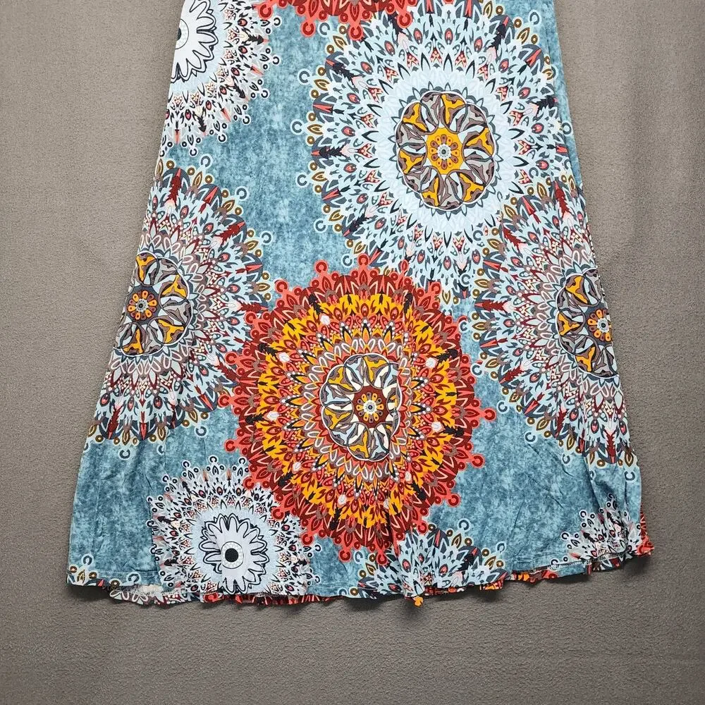 WEACZZY Dress Womens 2XL Blue Red Mandala Sleeveless Casual Boho Rayon Spandex